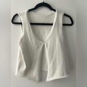 Crochet Knit Vest Sleeveless Hollow Out Crop Tops Vintage Casual V-Neck